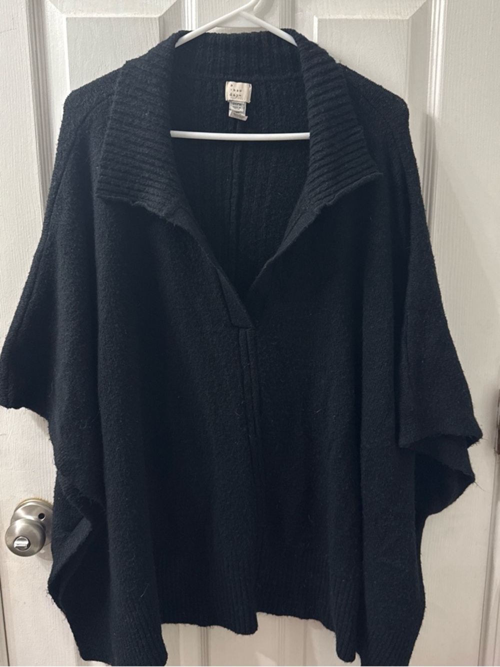 a new day Black Collared Knit Poncho Sweater